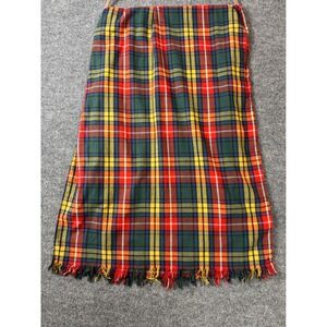 LL Bean Blanket Scarf 100% Cotton Multicolor Tartan Plaid‎ Fringed Unisex
